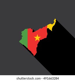 Illustrated Country Shape with the Flag inside of Cameroon