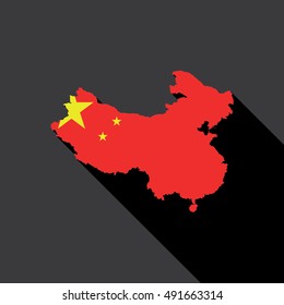 Illustrated Country Shape with the Flag inside of China