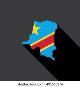 Illustrated Country Shape with the Flag inside of Democratic Republic of Congo