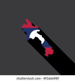 Illustrated Country Shape with the Flag inside of Laos