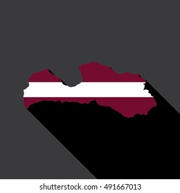 Illustrated Country Shape with the Flag inside of Latvia