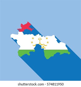Illustrated Country Shape with the Flag inside of Tajikistan