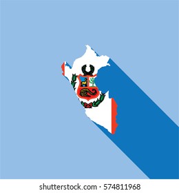 Illustrated Country Shape with the Flag inside of Peru