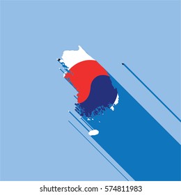 Illustrated Country Shape with the Flag inside of South Korea