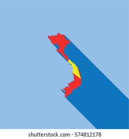Illustrated Country Shape with the Flag inside of Vietnam