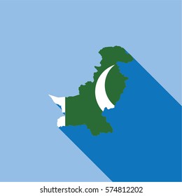 Illustrated Country Shape with the Flag inside of Pakistan