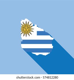 Illustrated Country Shape with the Flag inside of Uruguay