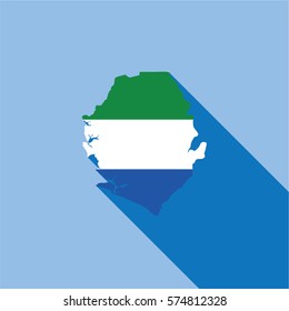 Illustrated Country Shape with the Flag inside of Sierra Leone