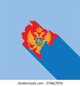 Illustrated Country Shape with the Flag inside of Montenegro