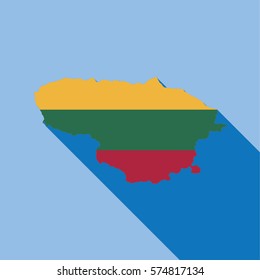 Illustrated Country Shape with the Flag inside of Lithuania