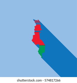 Illustrated Country Shape with the Flag inside of Malawi