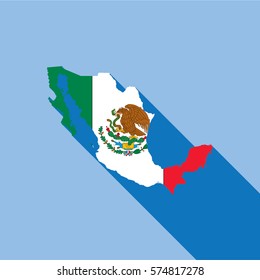 Illustrated Country Shape with the Flag inside of Mexico
