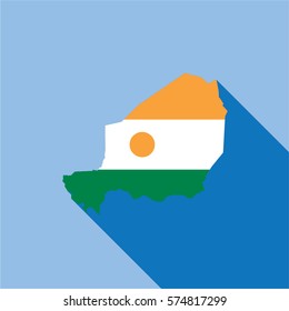 Illustrated Country Shape with the Flag inside of Niger
