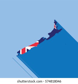 Illustrated Country Shape with the Flag inside of New Zealand