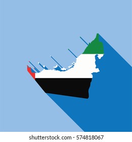 Illustrated Country Shape with the Flag inside of United Arab Emirates