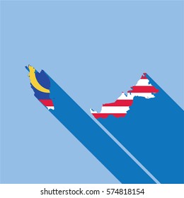 Illustrated Country Shape with the Flag inside of Malysia