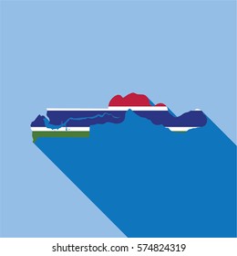 Illustrated Country Shape with the Flag inside of Gambia