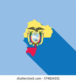Illustrated Country Shape with the Flag inside of Ecuador