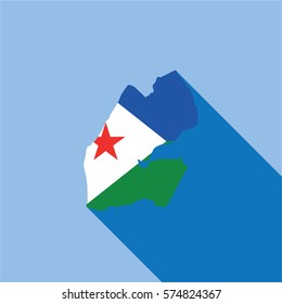 Illustrated Country Shape with the Flag inside of Djibouti