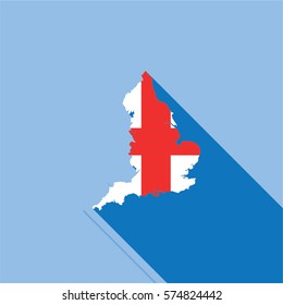 Illustrated Country Shape with the Flag inside of England