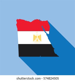 Illustrated Country Shape with the Flag inside of Egypt