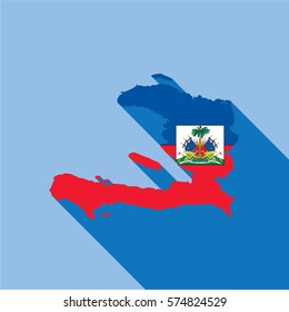 Illustrated Country Shape with the Flag inside of Haiti