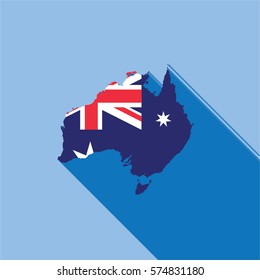 Illustrated Country Shape with the Flag inside of Australia