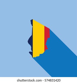 Illustrated Country Shape with the Flag inside of Chad