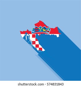 Illustrated Country Shape with the Flag inside of Croatia
