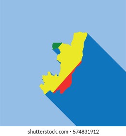 Illustrated Country Shape with the Flag inside of Congo
