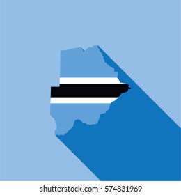 Illustrated Country Shape with the Flag inside of Botswana