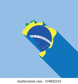 Illustrated Country Shape with the Flag inside of Brazil