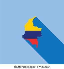 Illustrated Country Shape with the Flag inside of Colombia
