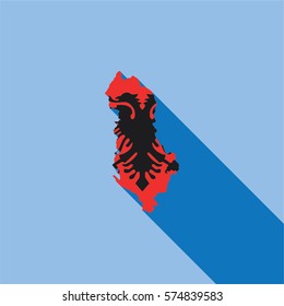 Illustrated Country Shape with the Flag inside of Albania