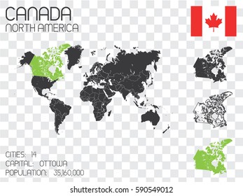 Illustrated Country Shape with the Flag inside of Canada