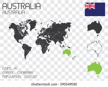 Illustrated Country Shape with the Flag inside of Australia