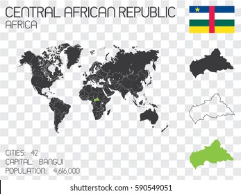 Illustrated Country Shape with the Flag inside of Central African Republic