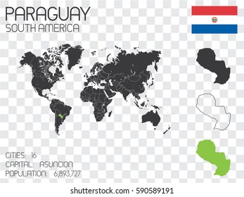 Illustrated Country Shape with the Flag inside of Paraguay