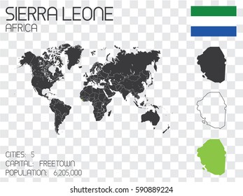 Illustrated Country Shape with the Flag inside of Sierra Leone