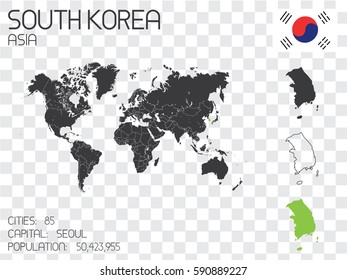 Illustrated Country Shape with the Flag inside of South Korea