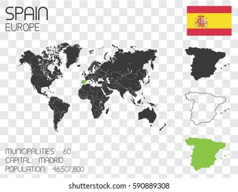 Illustrated Country Shape with the Flag inside of Spain