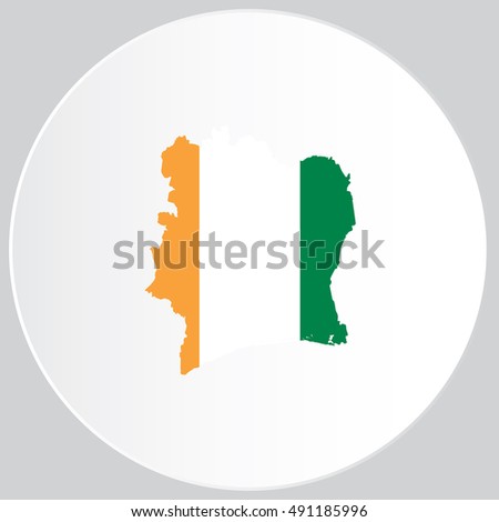 Illustrated Country Shape with the Flag inside of Cote Divoire