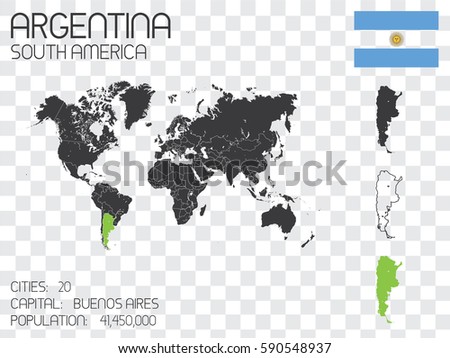 Illustrated Country Shape with the Flag inside of Argentina
