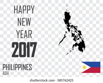 Illustrated Country Shape with the Flag of Philippines