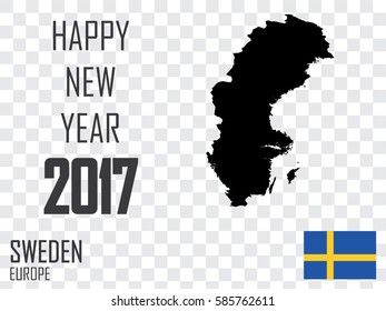 Illustrated Country Shape with the Flag of Sweden