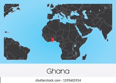 An Illustrated Country Shape of Ghana