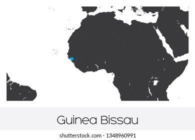 An Illustrated Country Shape of Guiunea Bissau