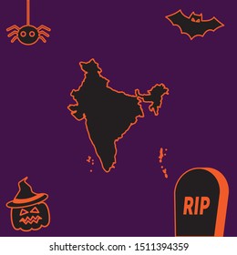 Illustrated Country Shape of India