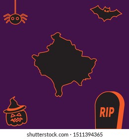 Illustrated Country Shape of Kosovo