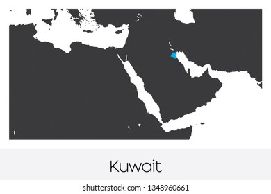 An Illustrated Country Shape of Kuwait